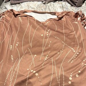 Elegant Women's Top in Brown and Cream